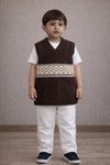 Baby Boy 3-Piece Winter Outfit – Knitted Sweater Vest with T-Shirt & Pants