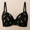 Feather-Print Padded Bra in Black