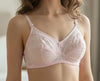 Baby Pink Embroidered Non-Wired Cotton Bra with Bow Detail