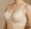 Champagne Lace Full-Coverage Bra with Pearl Accent