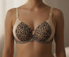 Leopard Print Beige  Bra with Soft Satin Finish