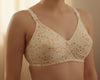 Cream Floral Cotton Bra with Peach Blossom Print