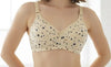 Beige Cotton Bra with Navy Blue Star Print