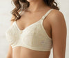 Ivory Embroidered Cotton Bra with Delicate Floral Detailing