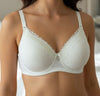 Pure White Lace Trim Padded Bra