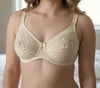 Women’s Cream Beige Embroidered Full Coverage Bra