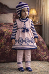 Cozy Winter Knit 3-Piece Baby Girl Set – Dress, Pants & Cap